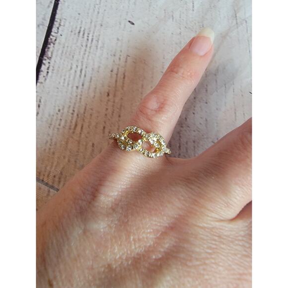 Gold Tone Infinity Gem Stone Ring New Size 6 - Picture 1 of 7